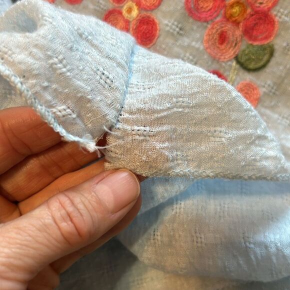 Blue Pink Bohemian Floral Pop Over Shirt Cover Up One Size - Picture 6 of 9